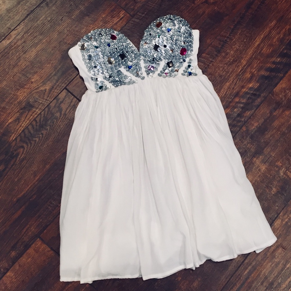 Beaded Embellished White Dress